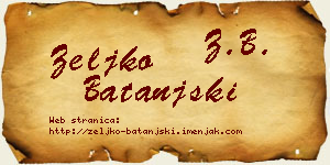 Željko Batanjski vizit kartica